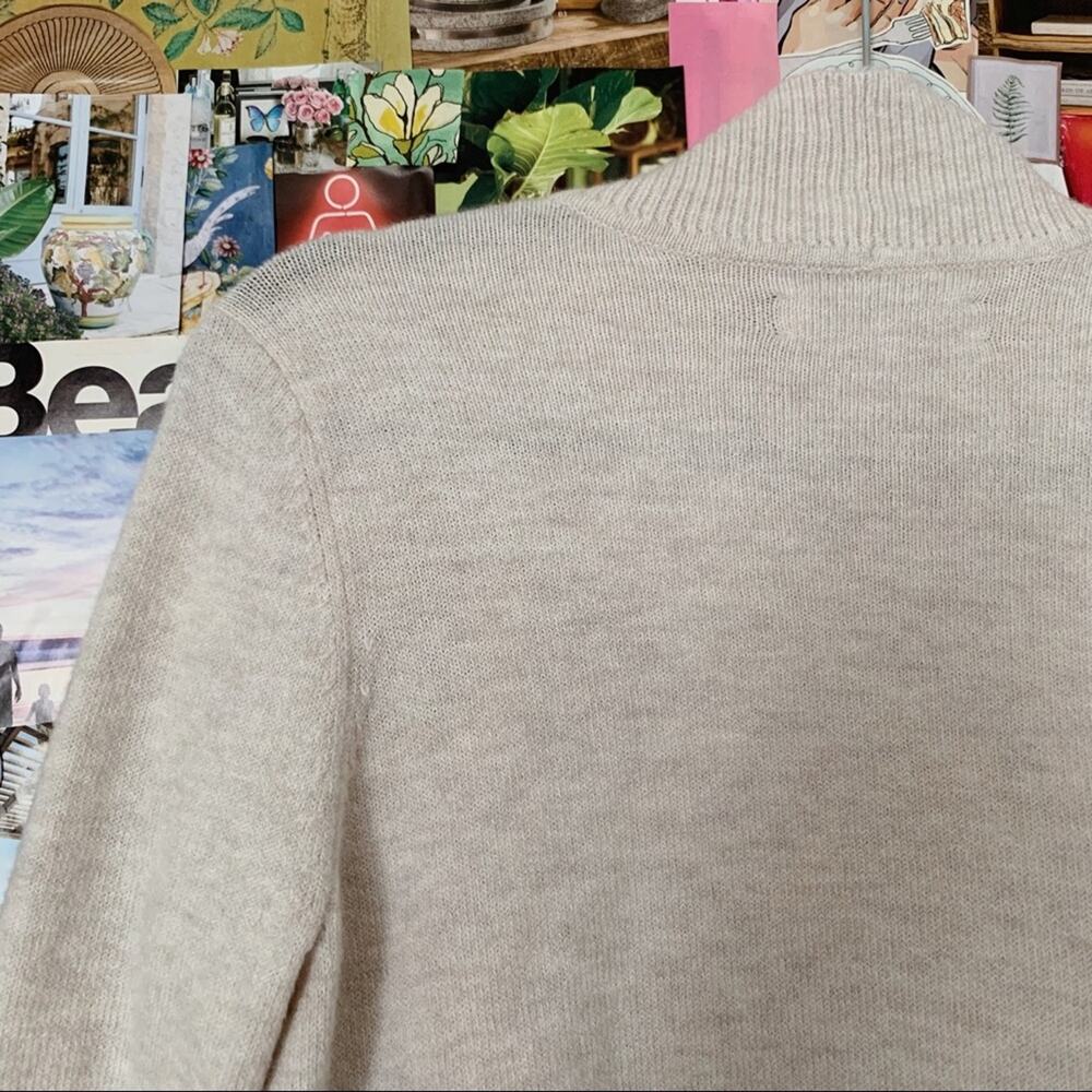 Cream LOFT Wool Blend Waterfall Open Front Cardigan Sweater S - Picture 8 of 9